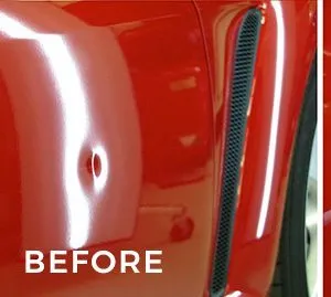 Tesla Model 3 dent before PDR